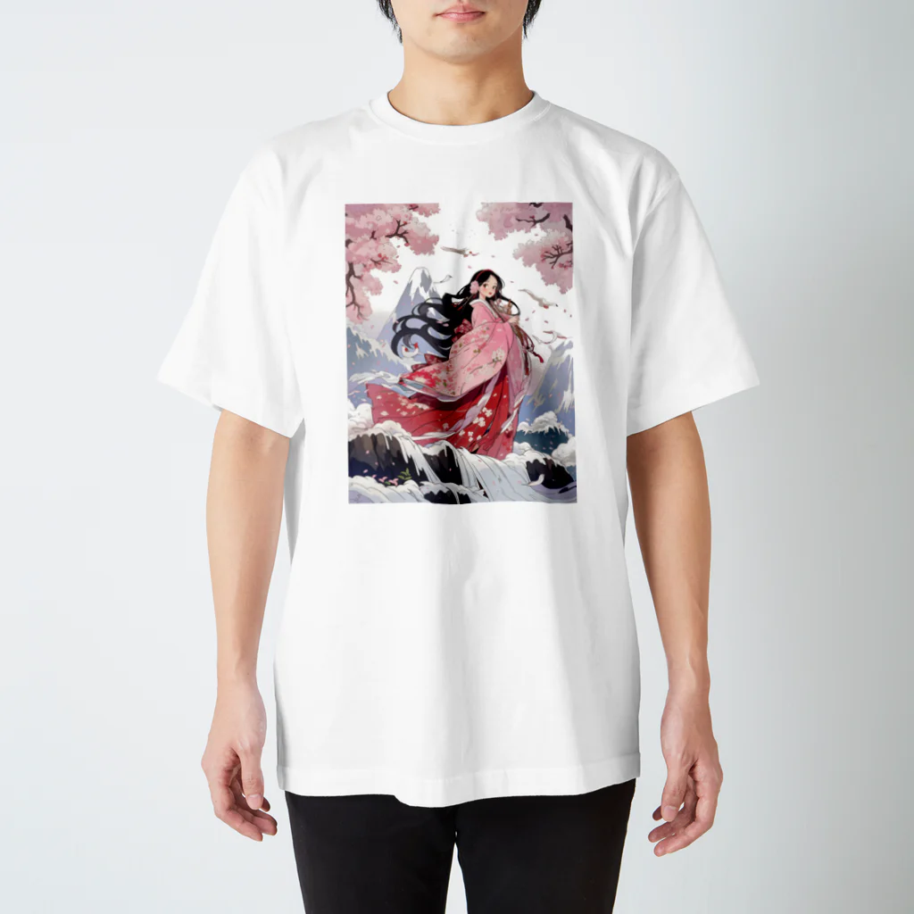 AQUAMETAVERSEの富士山と桜の花とかぐや姫　Tomoe bb 2712 スタンダードTシャツ