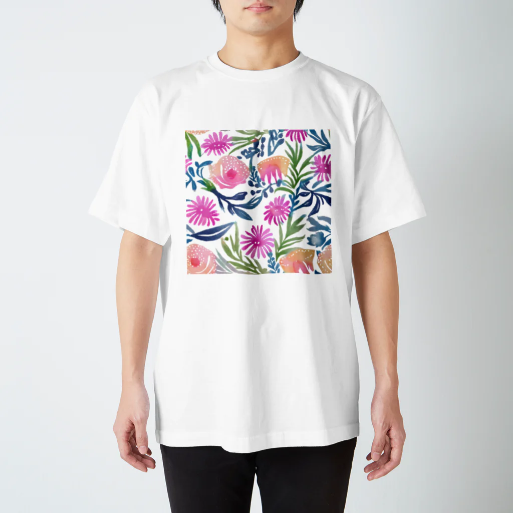 OkometoOmochiの花柄.a スタンダードTシャツ