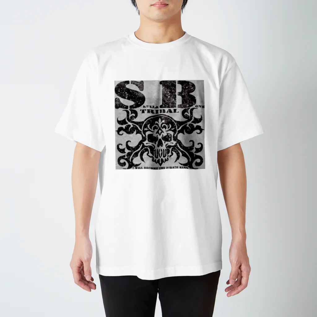 Ａ’ｚｗｏｒｋＳのSKULL&BONE TRIBAL GRUNGE BLK ON CONCRETE スタンダードTシャツ