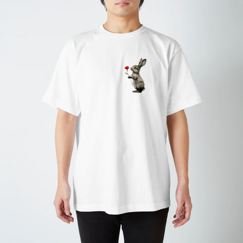 ゆかまるSHOPの求愛（バラとうさぎ） Regular Fit T-Shirt