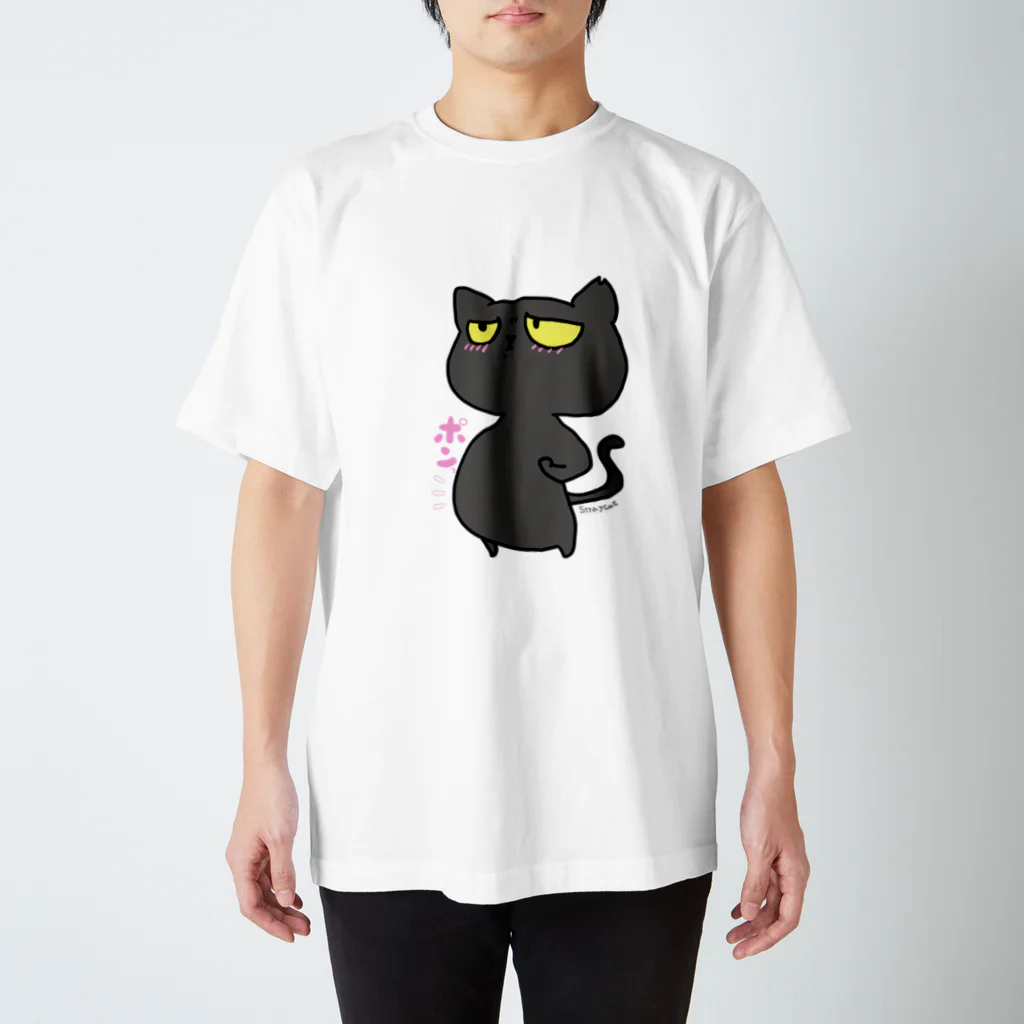 Stray cat～迷い猫の店～のポンと出たお腹猫さん スタンダードTシャツ