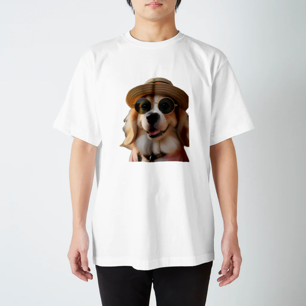 AQUAMETAVERSEのサングラスをかけた、かわいい犬 Marsa 106 スタンダードTシャツ