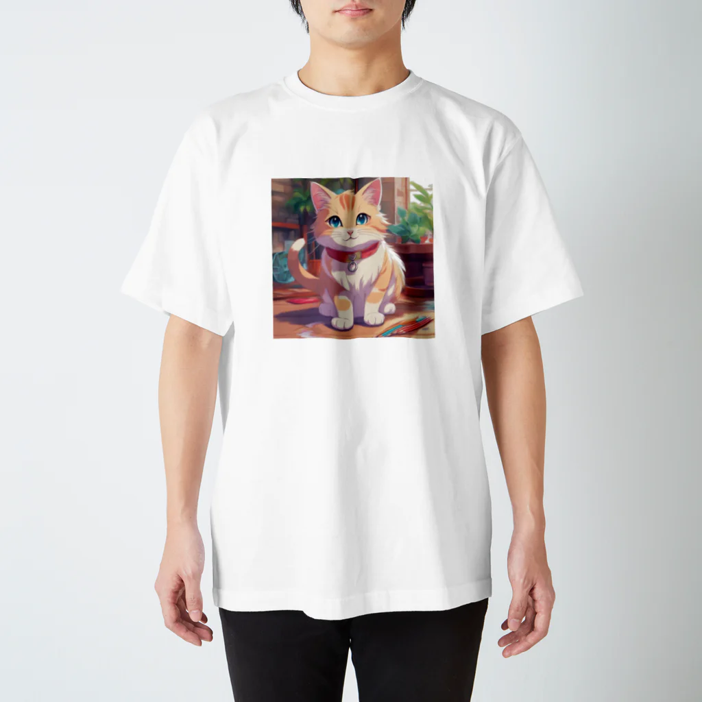 ネコのお部屋の絵を描くネコ Regular Fit T-Shirt