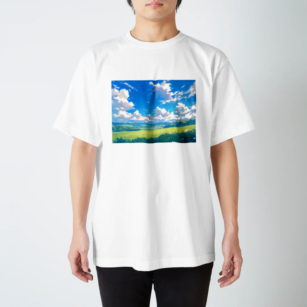 FufuNekoの青空と緑 Regular Fit T-Shirt