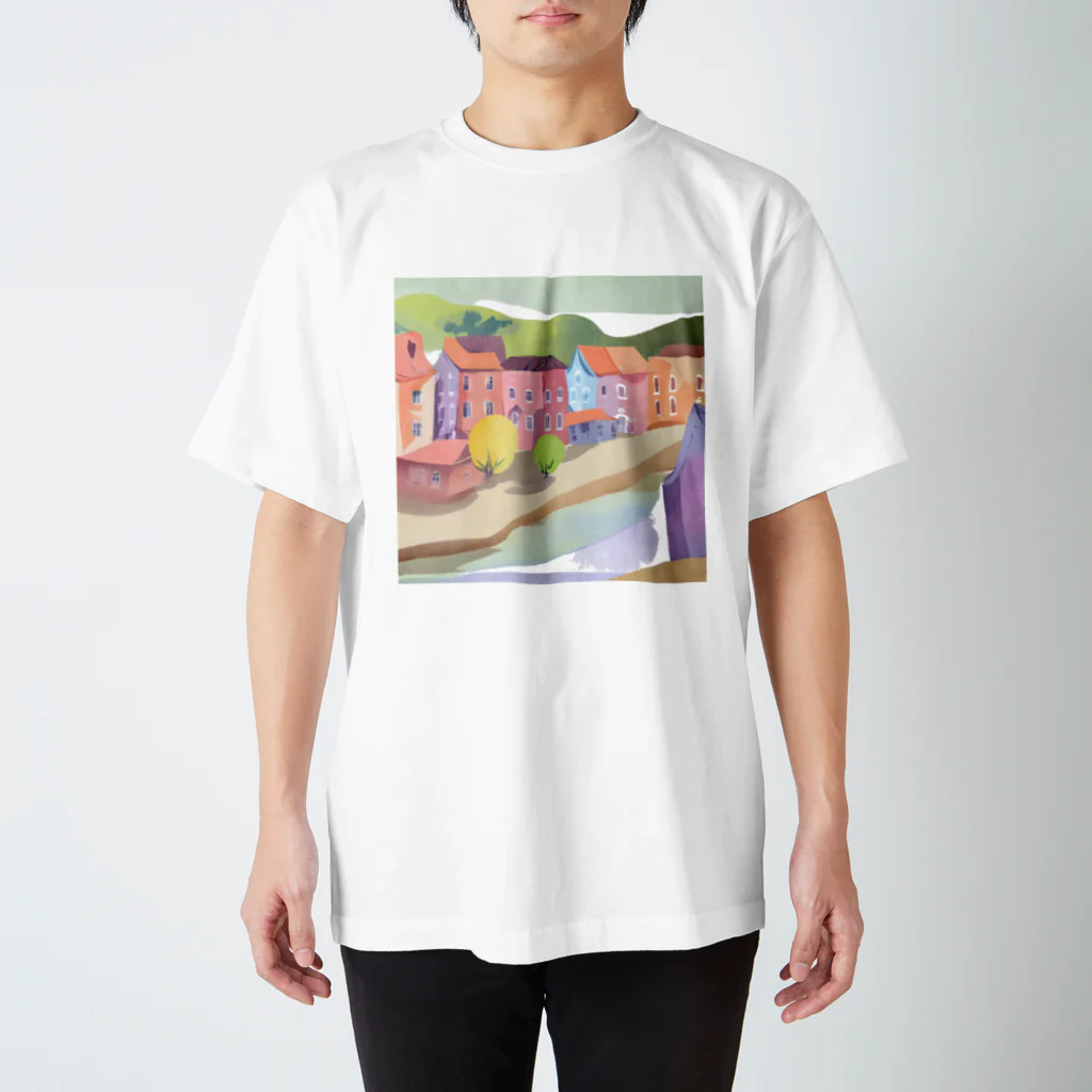 decnaの川沿いの街並み Regular Fit T-Shirt