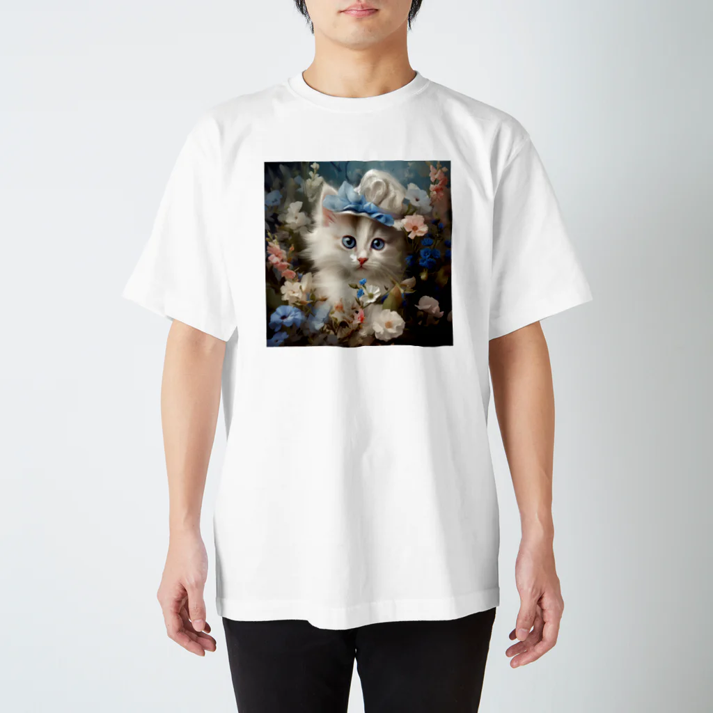 AQUAMETAVERSEの帽子をかふたねこ なでしこ 1478 スタンダードTシャツ