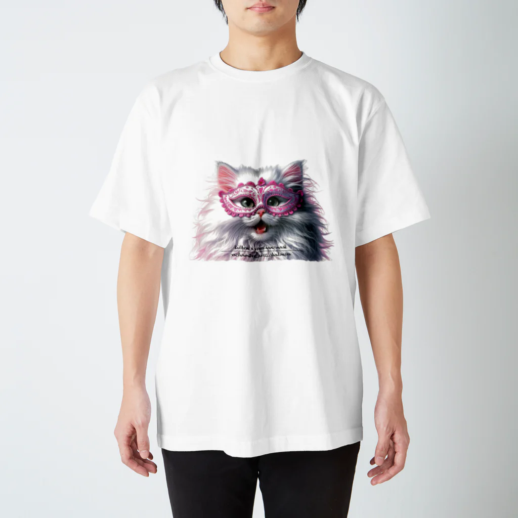 KVM｜kitten ＊ venetian-maskの仮面のチンチラペルシャ (透過/面孔) スタンダードTシャツ