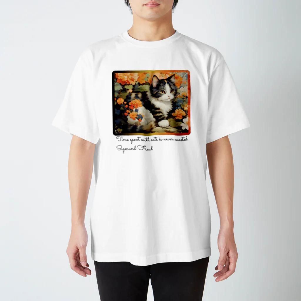 adarahの和風な癒しの三毛猫 スタンダードTシャツ