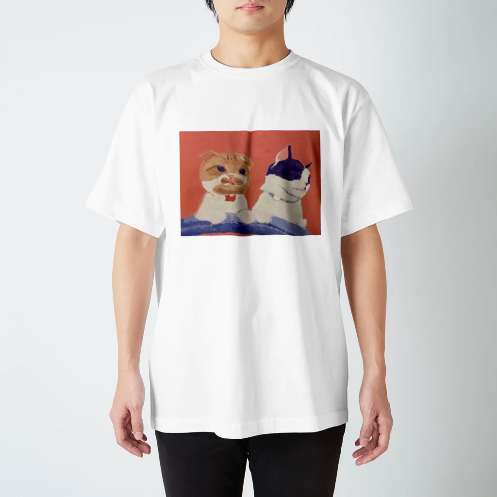ばなね&らくの並んだ猫 Regular Fit T-Shirt