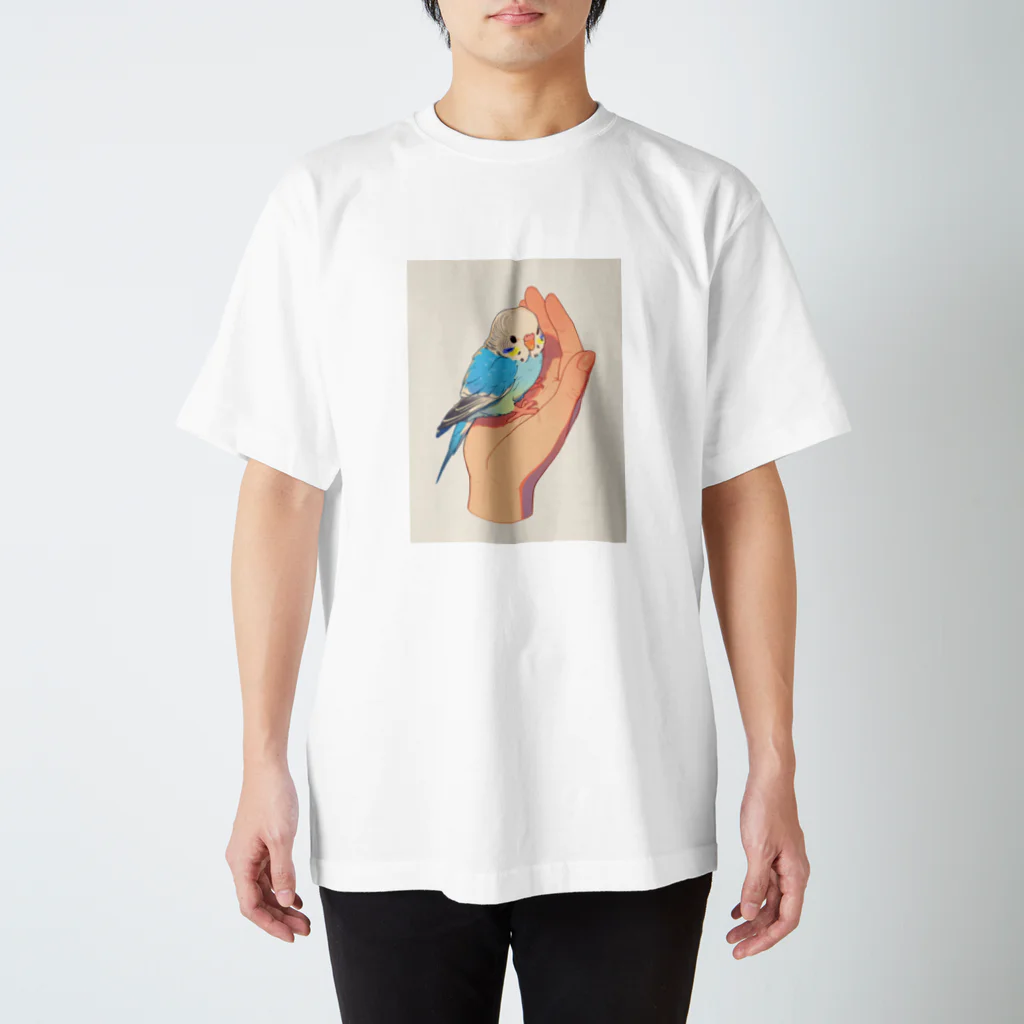 AQUAMETAVERSEの手のひらでおしゃべりセキセイインコの　BLUE PLUM  691 Regular Fit T-Shirt