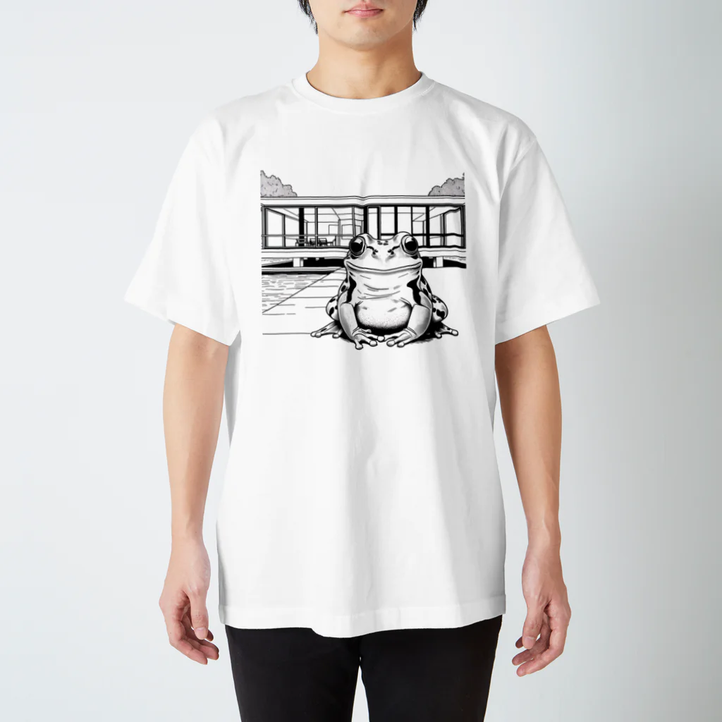 archifrogのファンズワース邸風の建築物に佇むカエル Regular Fit T-Shirt