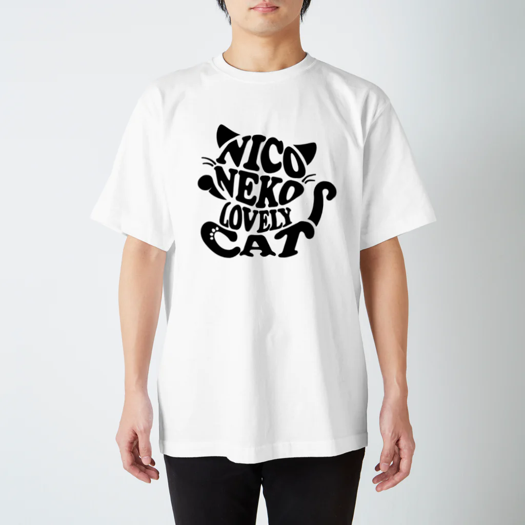 にこねこ【保護猫の保育園】のにこねこラブリーTシャツ（黒マーク） スタンダードTシャツ