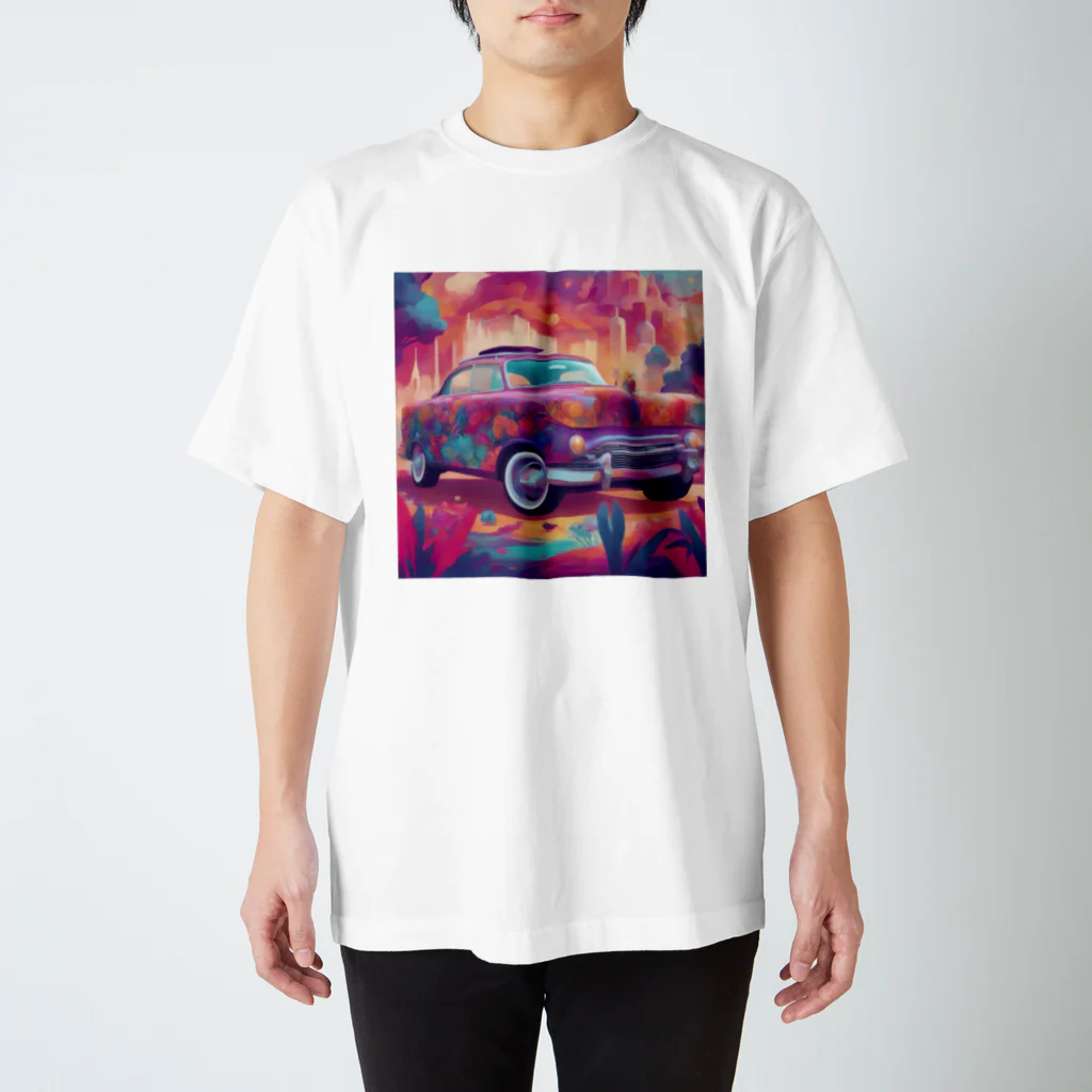 未来工房のArt Paint Car Regular Fit T-Shirt