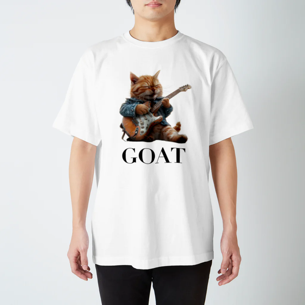 G.O.A.T.designのギターを弾く愛らしい猫 スタンダードTシャツ