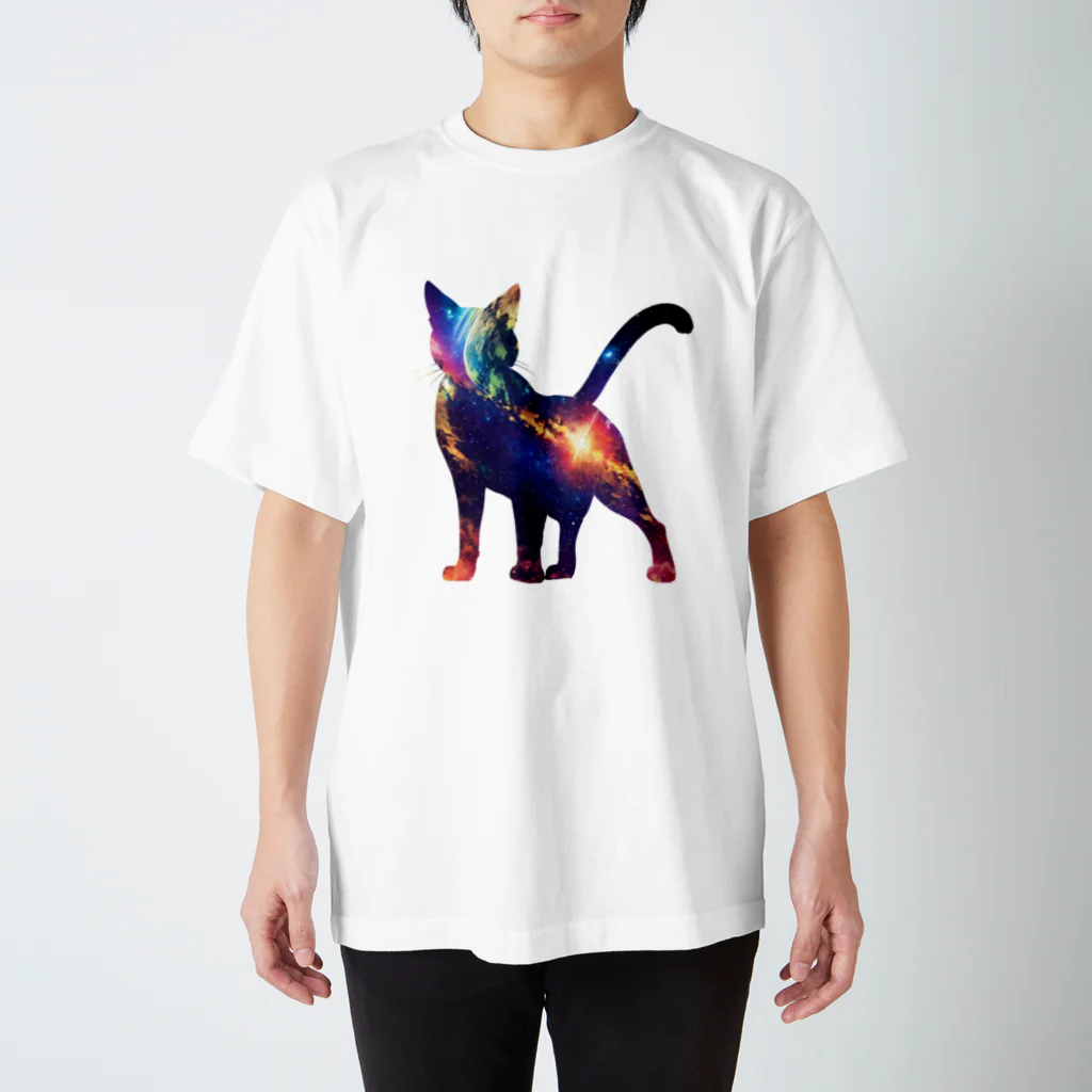 猫との風景の宇宙と猫001 Regular Fit T-Shirt