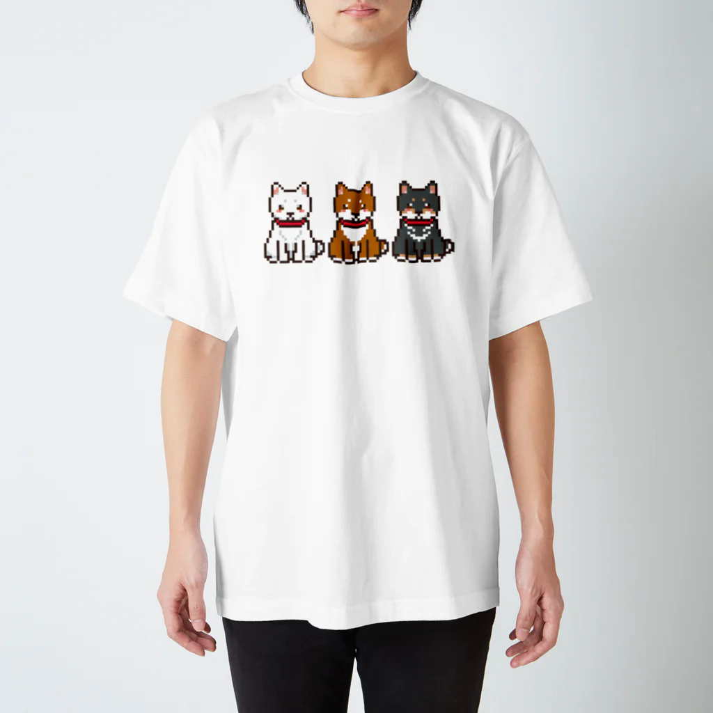 モチクマのドット絵三柴犬さん Regular Fit T-Shirt