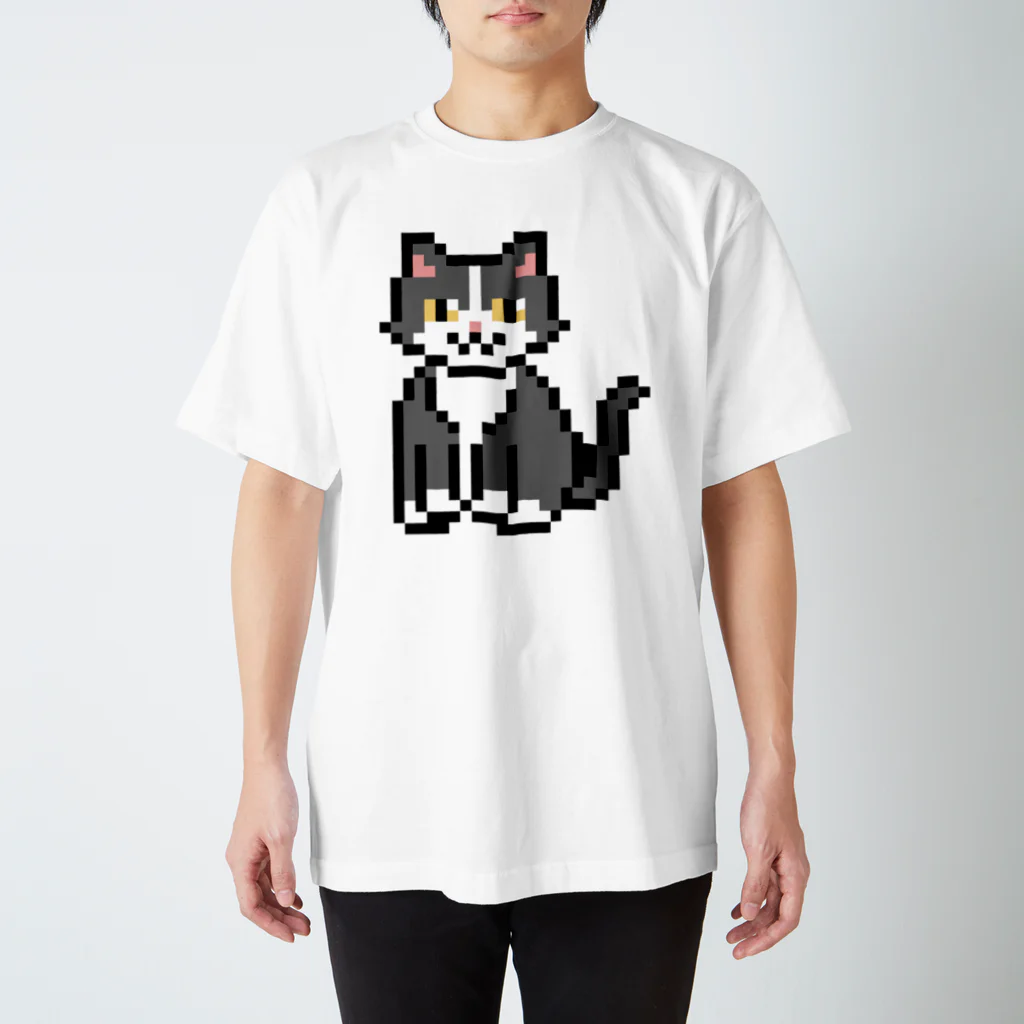 モチクマのハチワレ猫のドット絵 スタンダードTシャツ