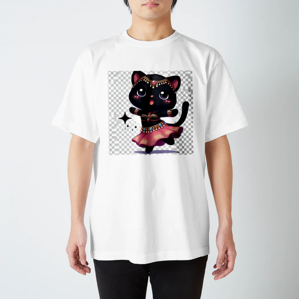 ベリーBellyの黒猫ベリーダンス スタンダードTシャツ