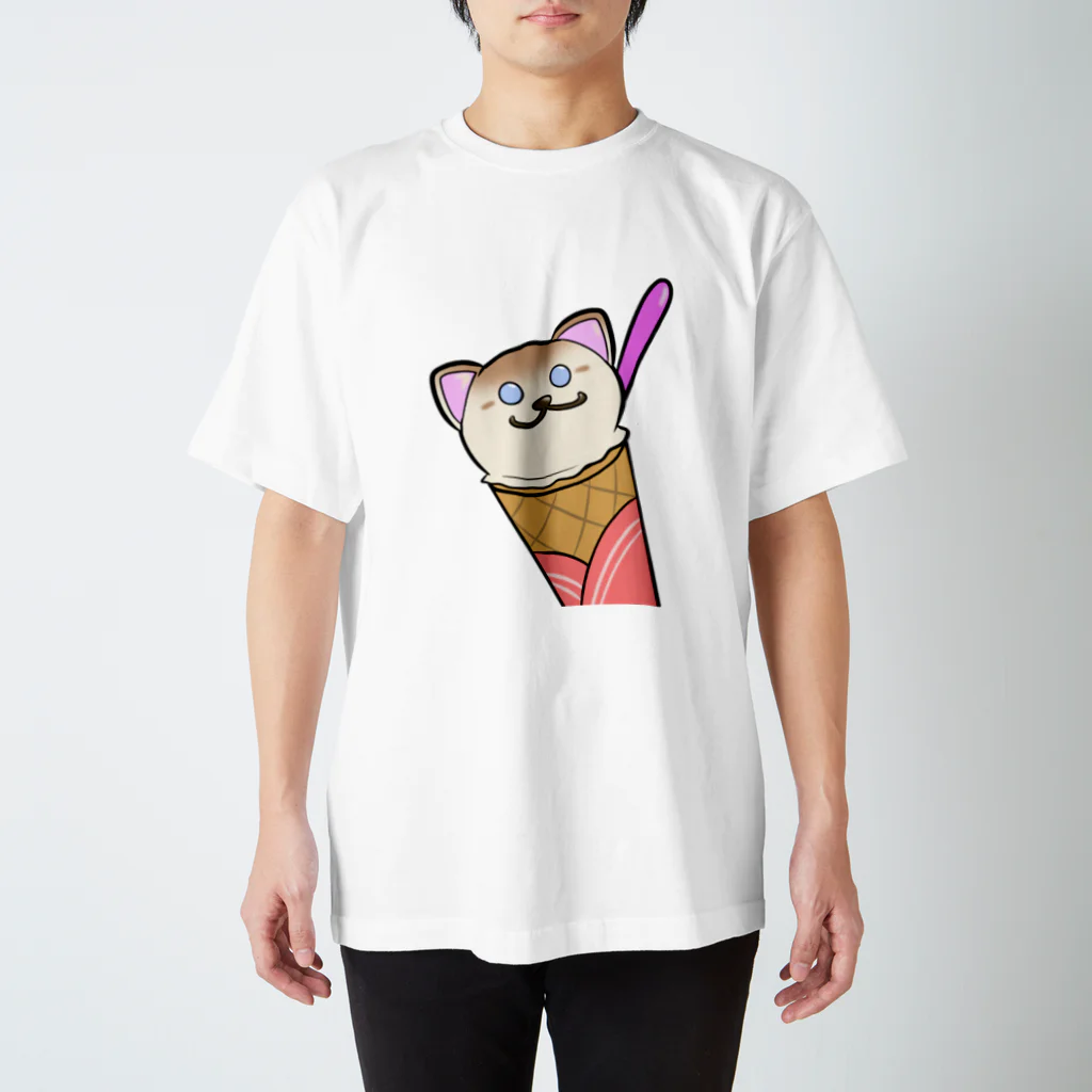 からあげトマトプロジェクトのアイスクリームなねこ Regular Fit T-Shirt