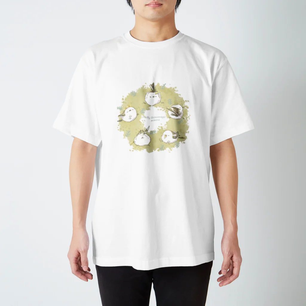 rina_suzuriのもふもふシマエナガ　ミモザリース　Tシャツ Regular Fit T-Shirt