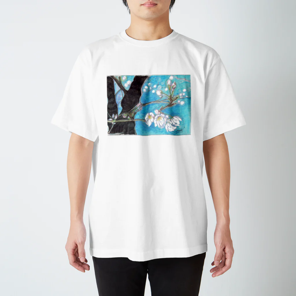 Daria tanakaの夜桜デッサン スタンダードTシャツ