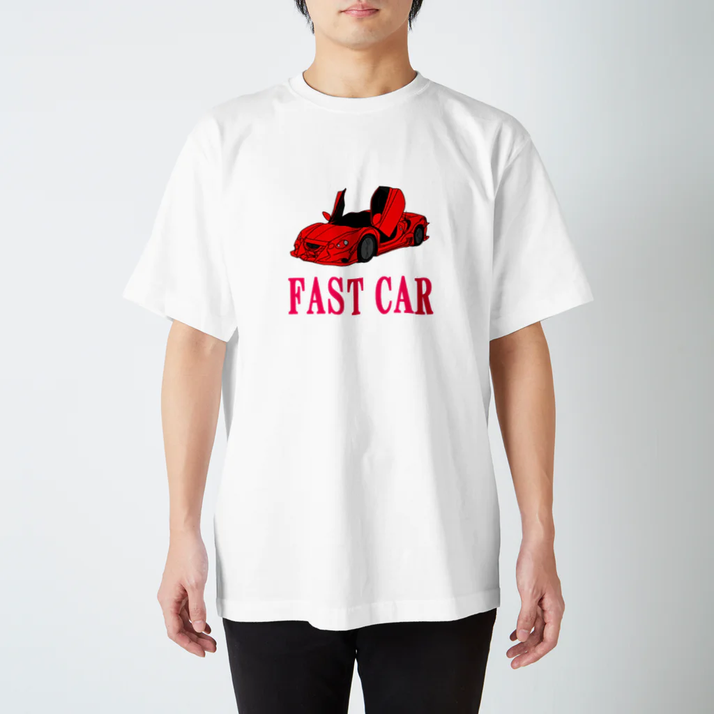 にゃんこ王子のにゃんこ王子 ファストカー（赤） スタンダードTシャツ