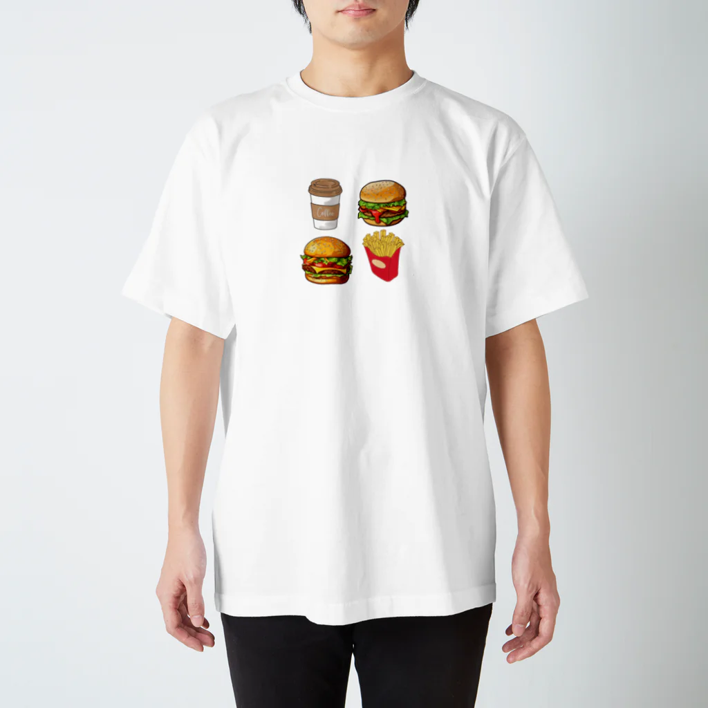 Tシャツ専門店T-Brandのバーガー好きに贈る！バーガーセットオリジナルTシャツ スタンダードTシャツ