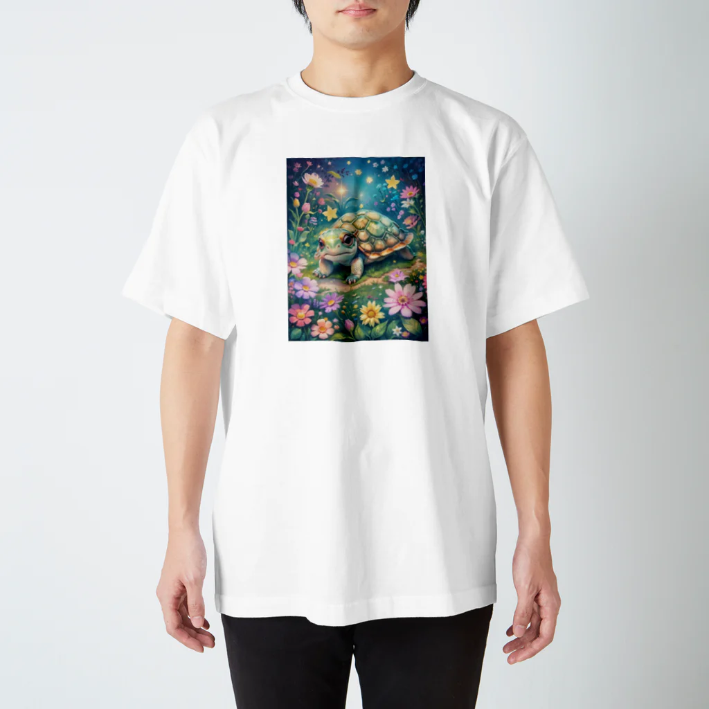 モノモノクローゼットの花とカメ スタンダードTシャツ