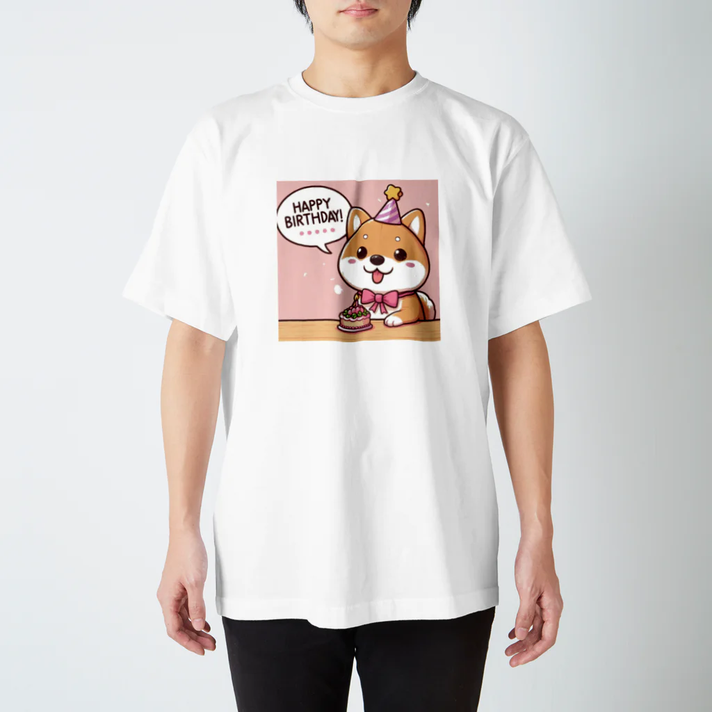 メアリーの柴犬がカラフルなスタンプ Regular Fit T-Shirt