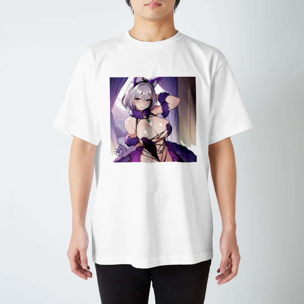 LONGSTONEの猫耳　美少女 Regular Fit T-Shirt