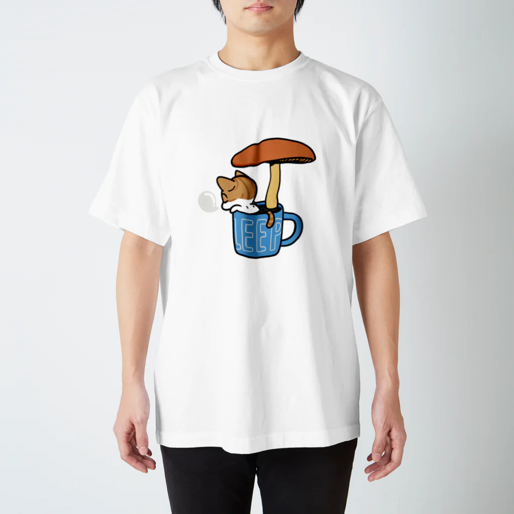 ふとし工房のキノコーヒールネコ スタンダードTシャツ