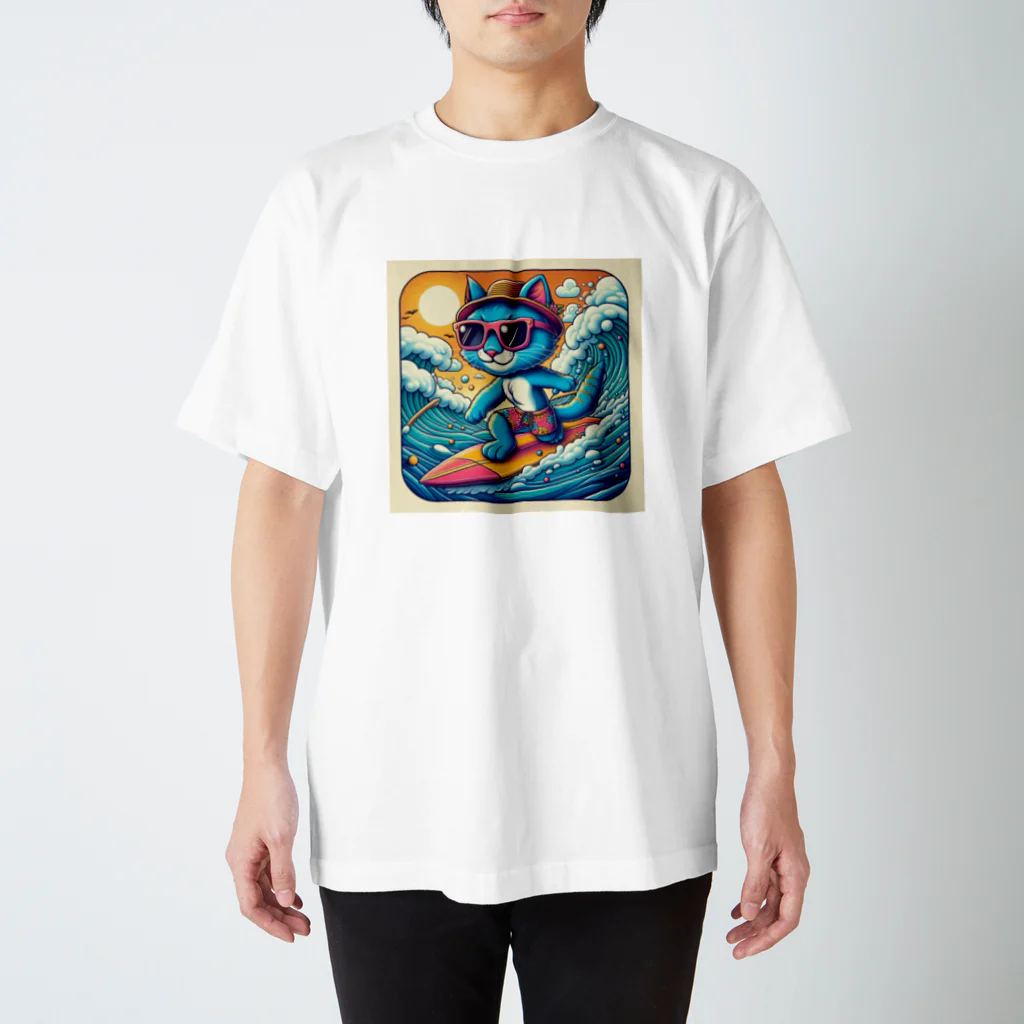 ふぇにゃんくすの猫サーファーたま Regular Fit T-Shirt