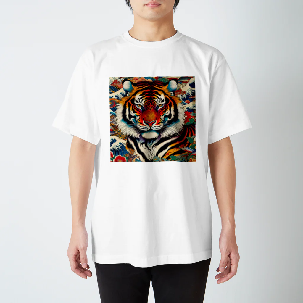 chaochao0701の浮世絵風　虎（顔）"Ukiyo-e style tiger (face)."  "浮世繪風格的虎（臉）。 スタンダードTシャツ