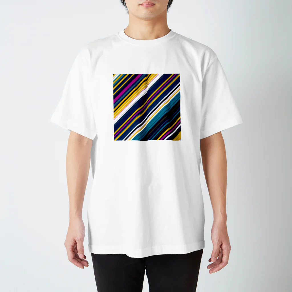 BobkachieeLennonのボーダー斜めA Regular Fit T-Shirt