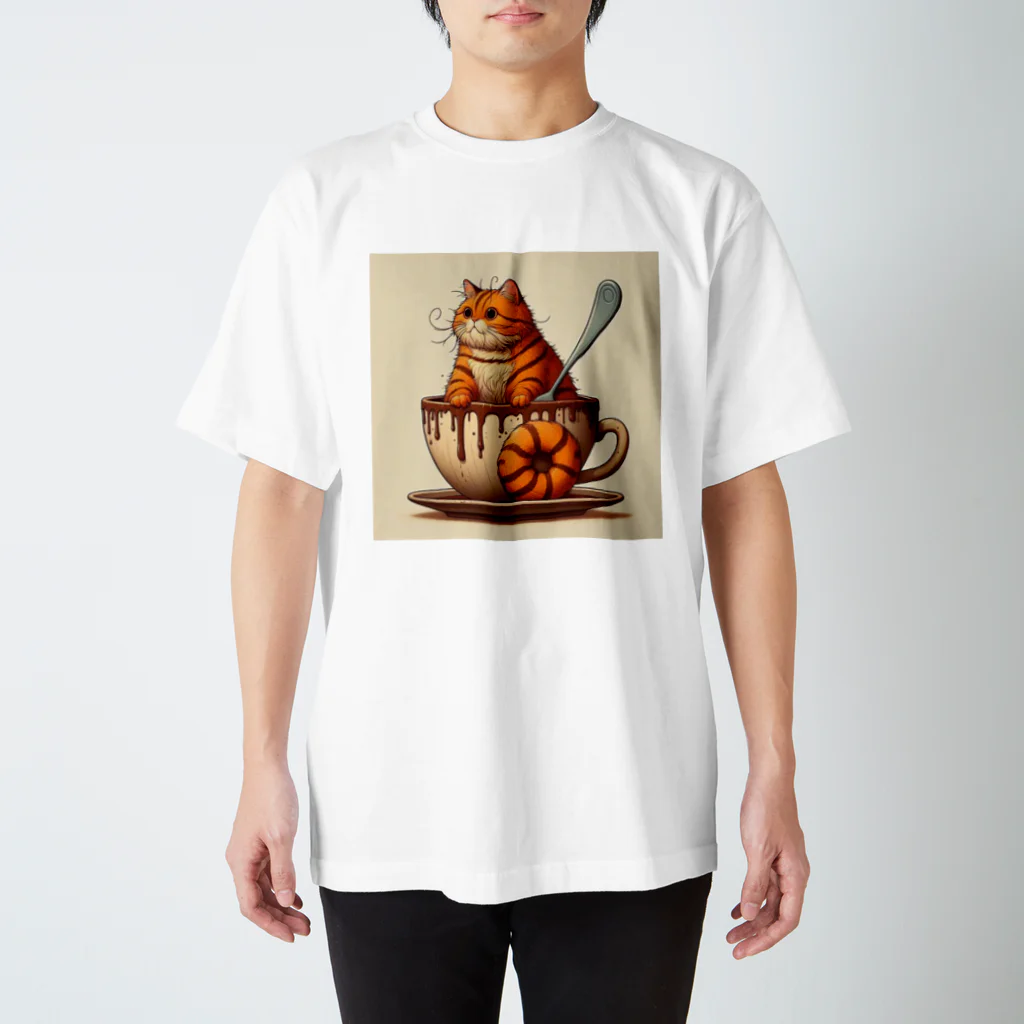 カフェイン中毒のカフェイン猫2 スタンダードTシャツ