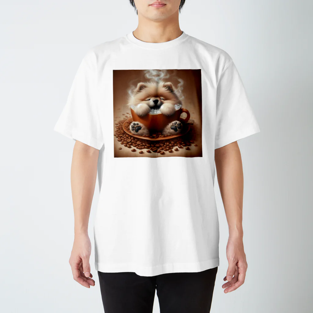 カフェイン中毒のカフェイン犬 スタンダードTシャツ