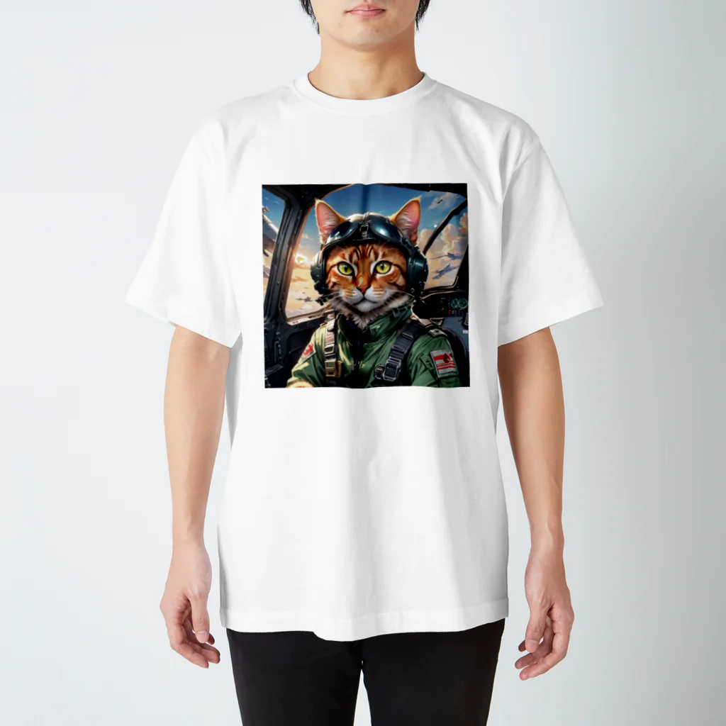 nekoと鉄のパイロット猫 スタンダードTシャツ