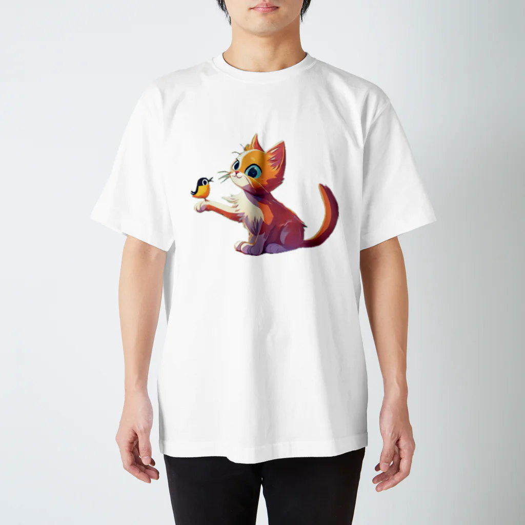 MAF_の猫と小鳥🐱🐦 Regular Fit T-Shirt