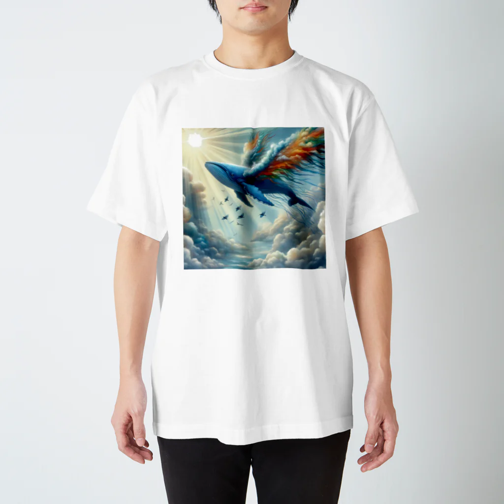 mimin's ショップの空飛ぶくじら Regular Fit T-Shirt