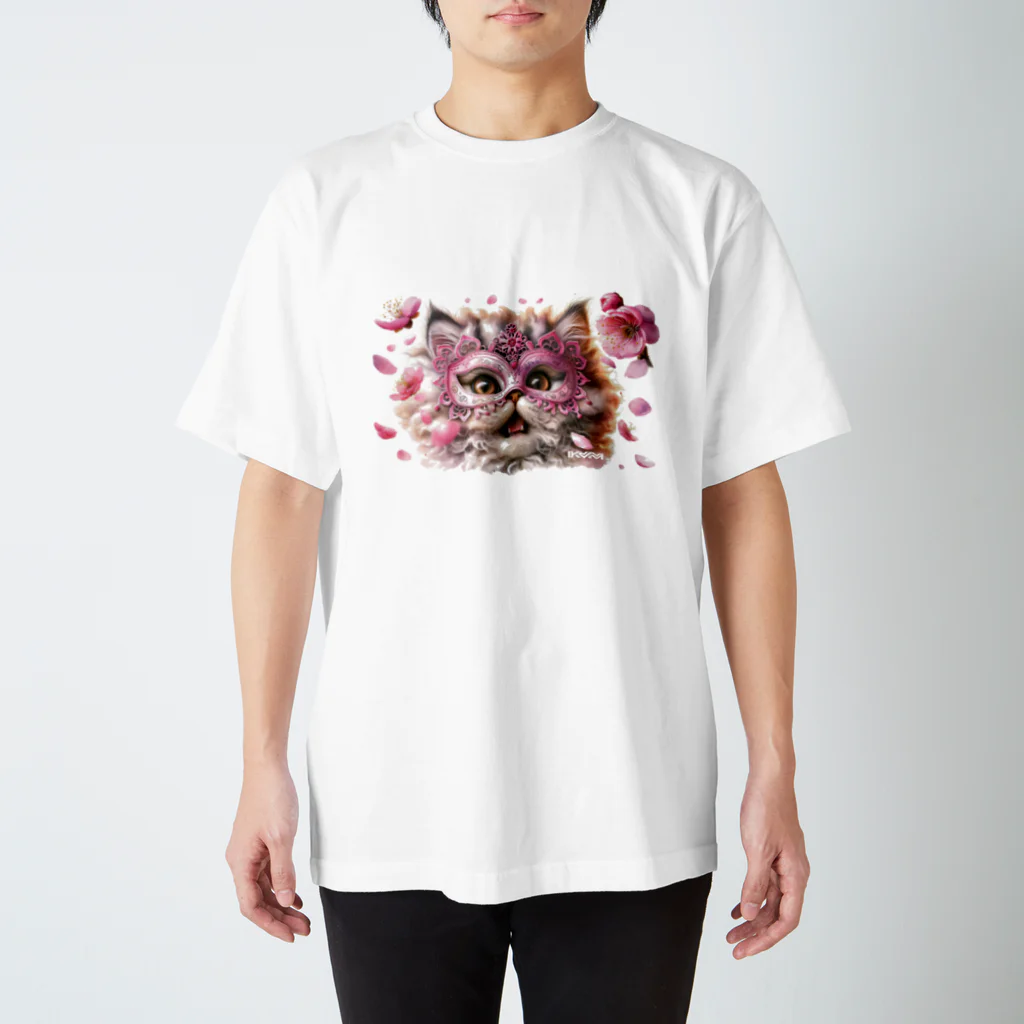 KVM｜kitten ＊ venetian-maskの仮面のセルカークレックス｜桜 ① スタンダードTシャツ