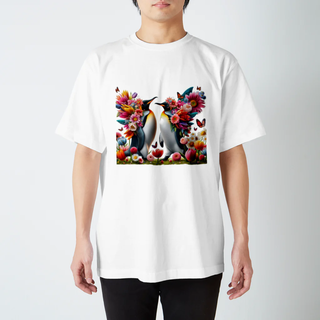 zenjoyのフラワーペンギン スタンダードTシャツ