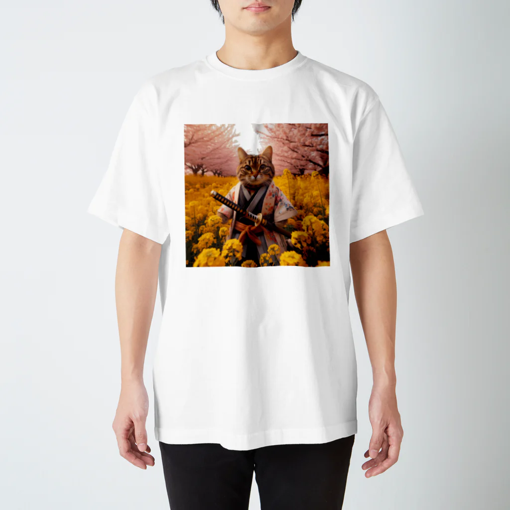 にゃ〜こ〜堂にゃ〜のムシャネコ 春バージョン Regular Fit T-Shirt