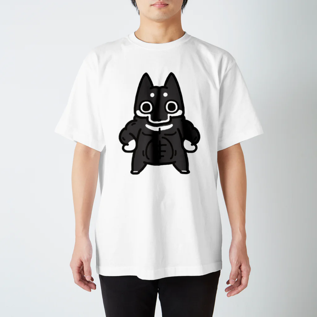 【しばし柴犬屋】のムキムキ筋肉柴犬(黒 スタンダードTシャツ