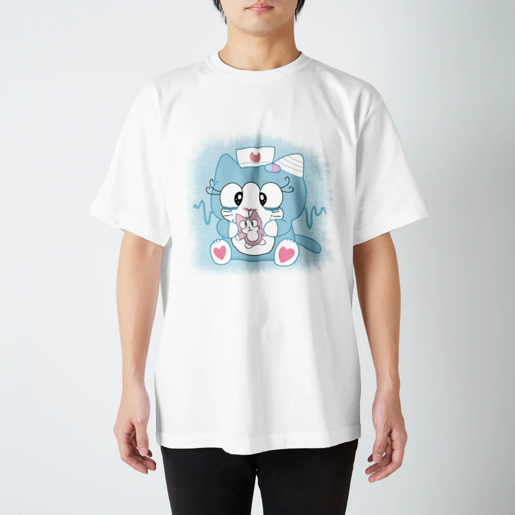 魔法猫のお店の病みかわ💙ブルーニャ つらたん スタンダードTシャツ