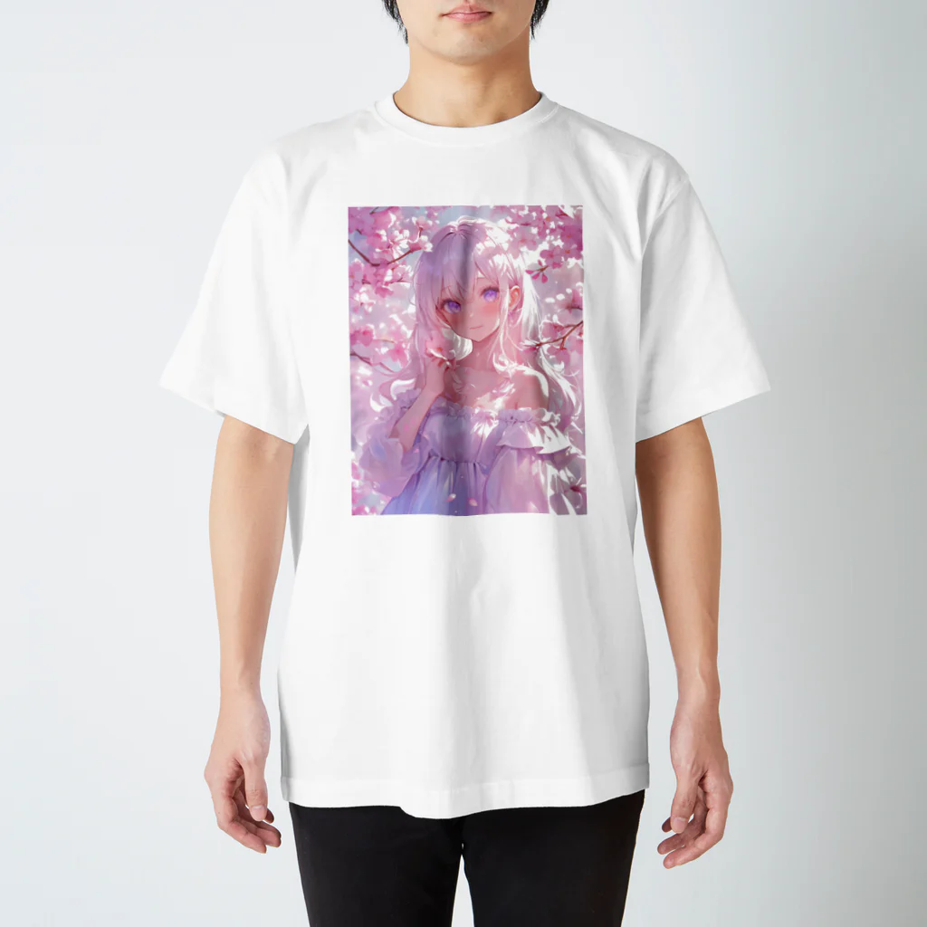 AQUAMETAVERSEの桜の下の少女幸せいっぱい　なでしこ1478 スタンダードTシャツ