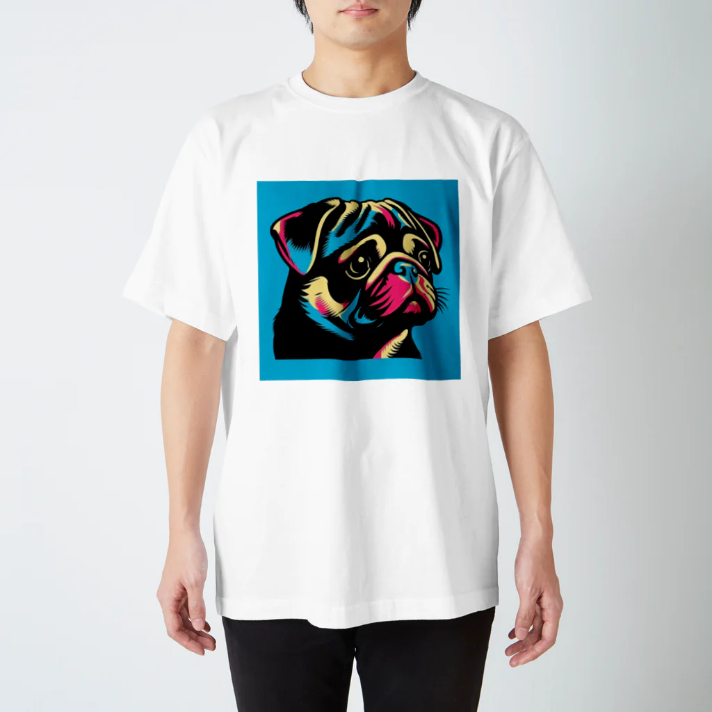 黒パグ🖤Black Pug laboratory🖤のBlue Pug series スタンダードTシャツ