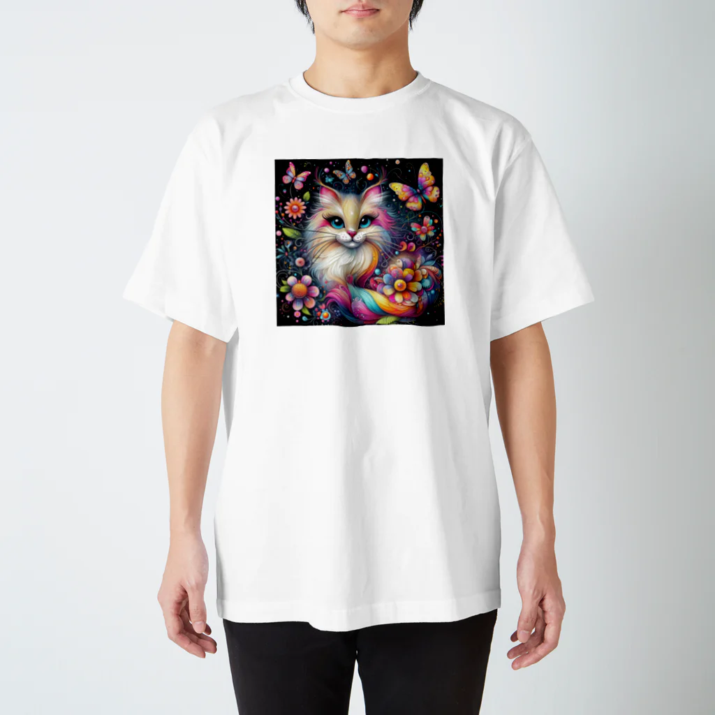momoart8888のカラフル猫😸💐 スタンダードTシャツ