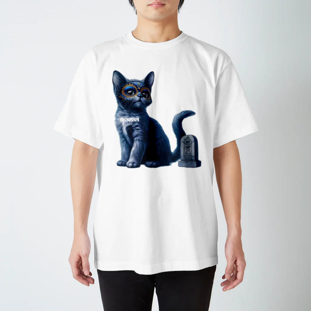 KVM｜kitten ＊ venetian-maskの仮面のロシアンブルー｜石像 ① スタンダードTシャツ