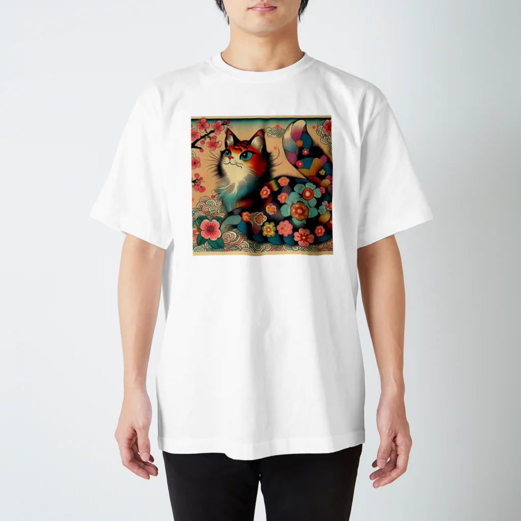 chaochao0701の浮世絵風　カラフル猫「Ukiyo-e-style Colorful Cat」「浮世绘风格的多彩猫」 スタンダードTシャツ