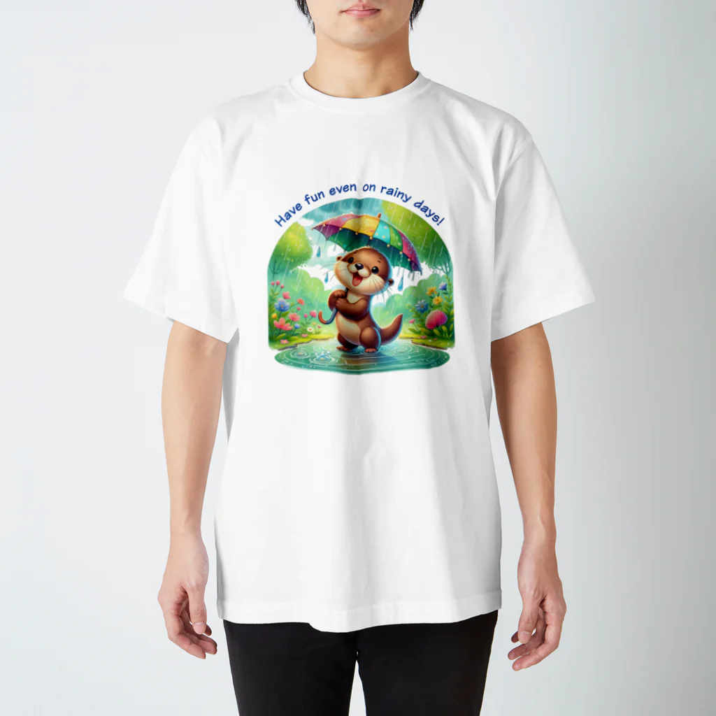 dreamy-designの雨の日のお散歩　カワウソくん Regular Fit T-Shirt